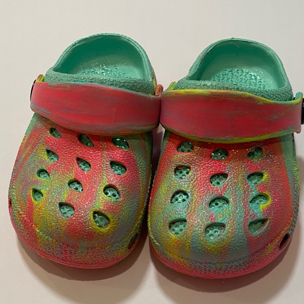 Capelli of New York Multicolor Kids Croc Glitter Sandals